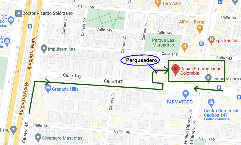 Mapa Oficina Casas Prefabricadas Colombia